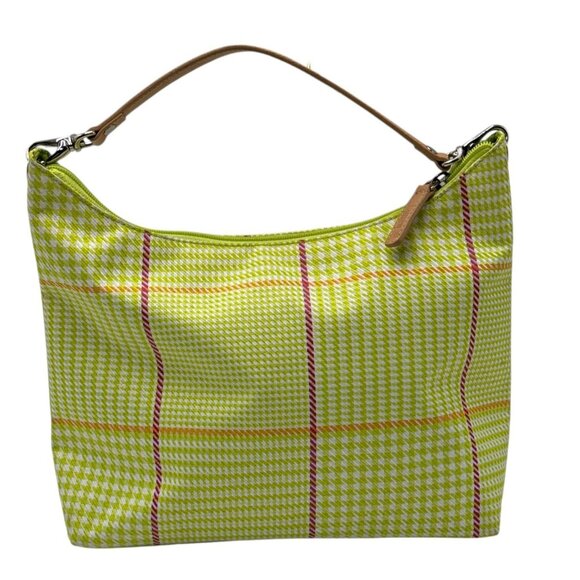Ralph Lauren Womens Green Yellow Plaid Summer Shoulder Bag With Leather Strap - Picture 3 of 16
